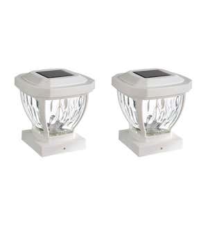 Wavy Glass Solar Post Cap Lights, Set of 2