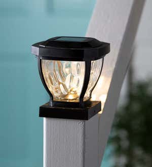 Wavy Glass Solar Post Cap Lights, Set of 2