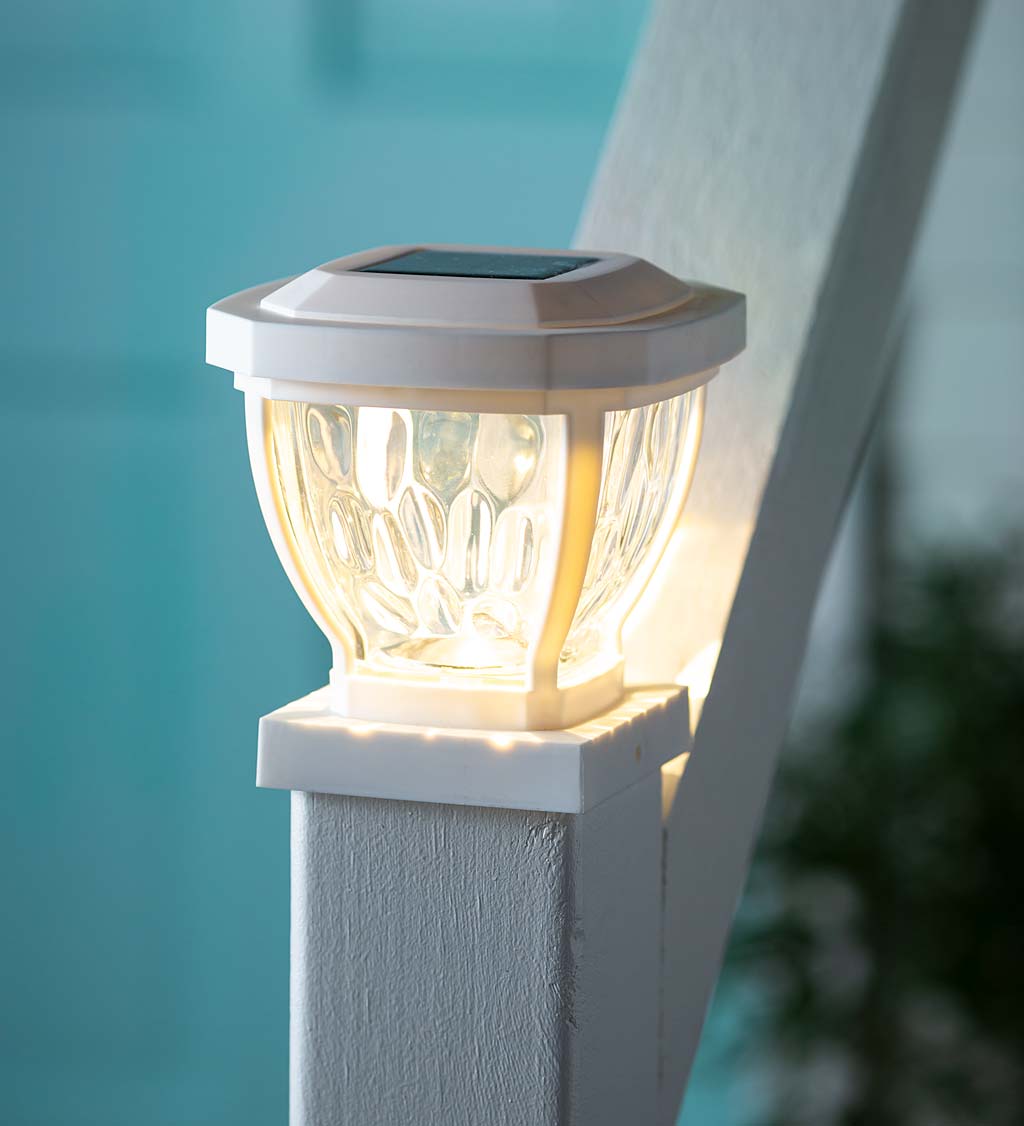 Wavy Glass Solar Post Cap Lights, Set of 2