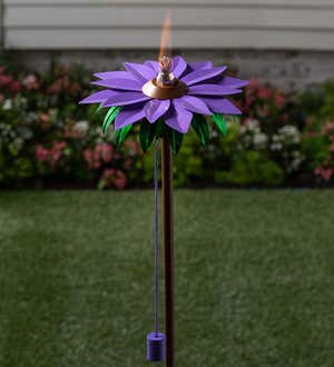 Outdoor Metal Flower Garden Tiki Torch with Snuffer