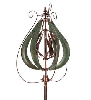 Water Misting Garden Wind Spinner - Verdigris Copper