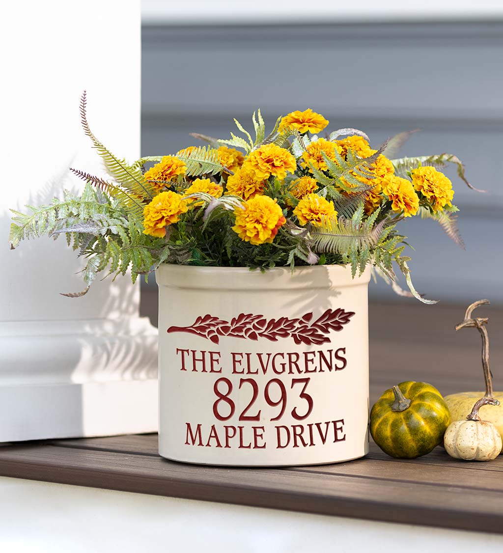 Acorn Personalized Address Crock With Name And House Number