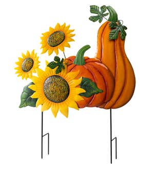 Metal Sunflower, Pumpkin And Gourd Stake