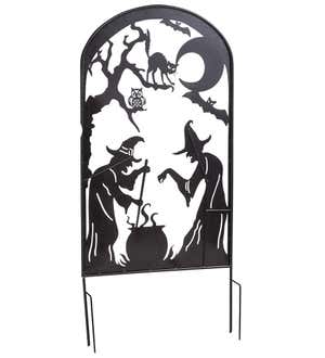 Metal Halloween Trellises In Witch And Haunted House Designs - Witches