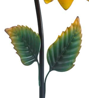 Sunflower Garden Stake with Faceted Rotating Solar Light