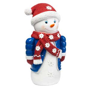 Indoor/Outdoor Lighted Snowman Shorty Statue