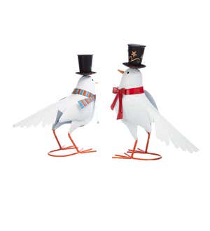 Holiday Dove Metal Garden Statues, Set of 2