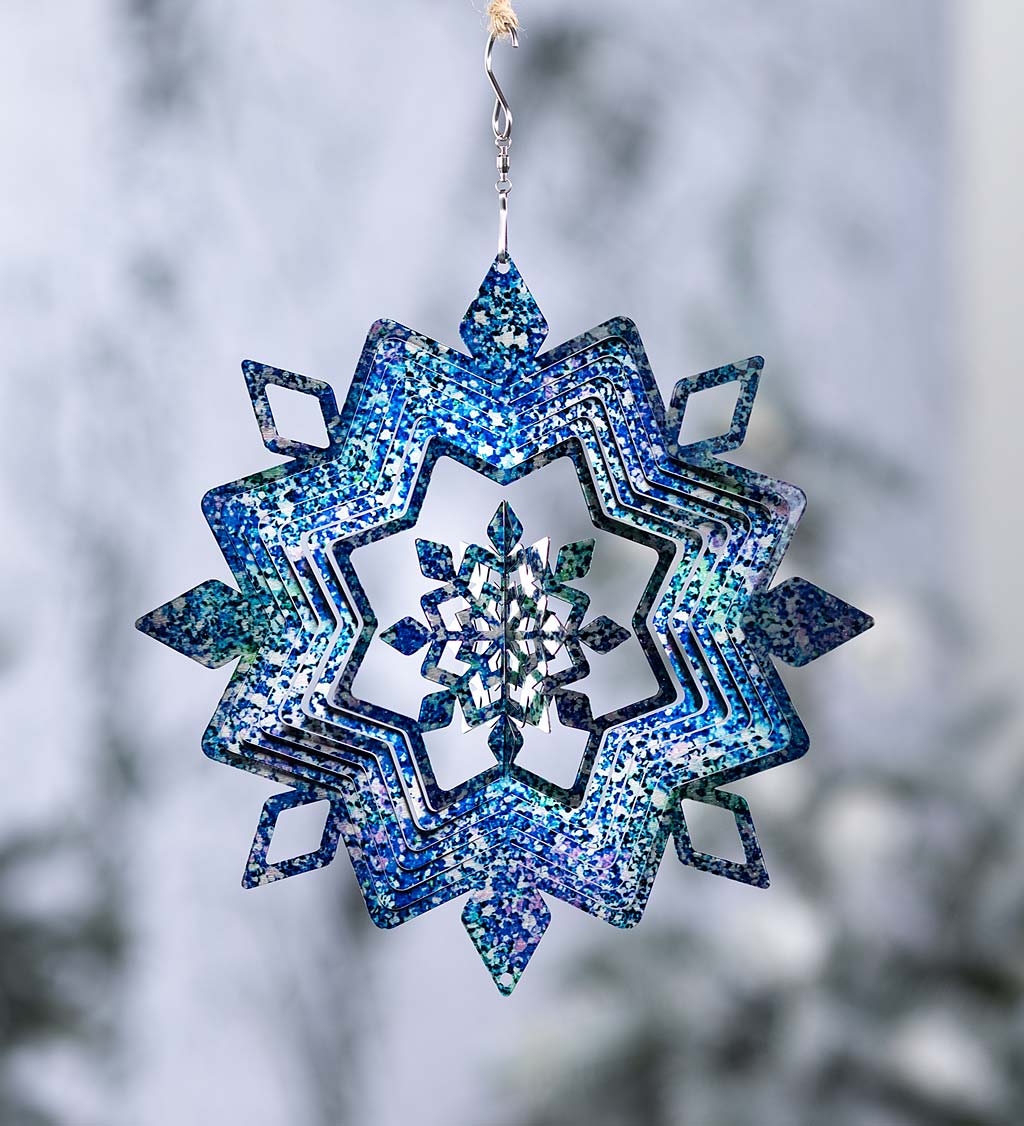 Hanging Snowflake Illusion Metal Spinner