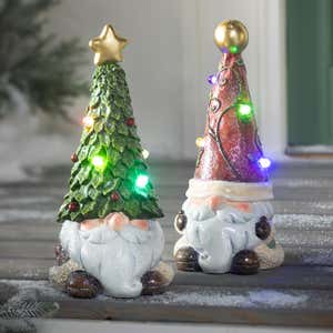 Lighted Holiday Garden Gnome Statue