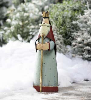 Large Nativity Wise Man Metal Statue With Bell
