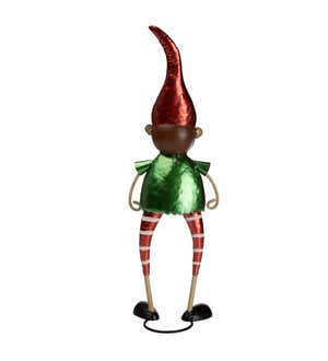 Metal Elf With Red Hat Christmas Garden Statue