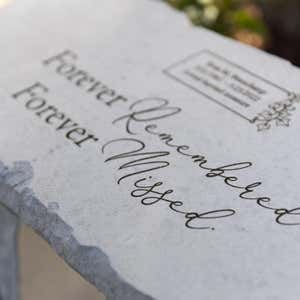 Personalized Forever Remembered Memorial Stone Garden Bench