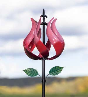 Metal Tulip Vertical Wind Spinner