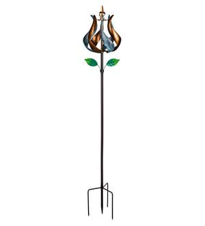 Metal Tulip Vertical Wind Spinner