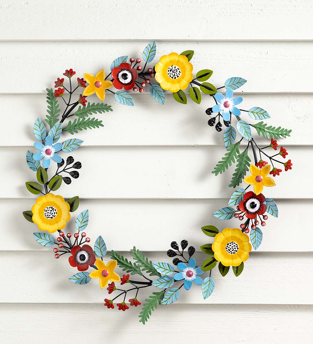 Indoor/Outdoor Floral and Berry Metal Wreath