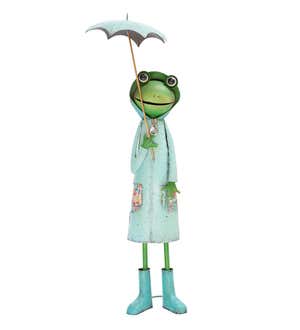 Metal Storybook Frog Garden Statue