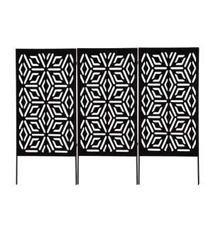 Laser-Cut Metal Geometric Landscape Screen Panel Stakes