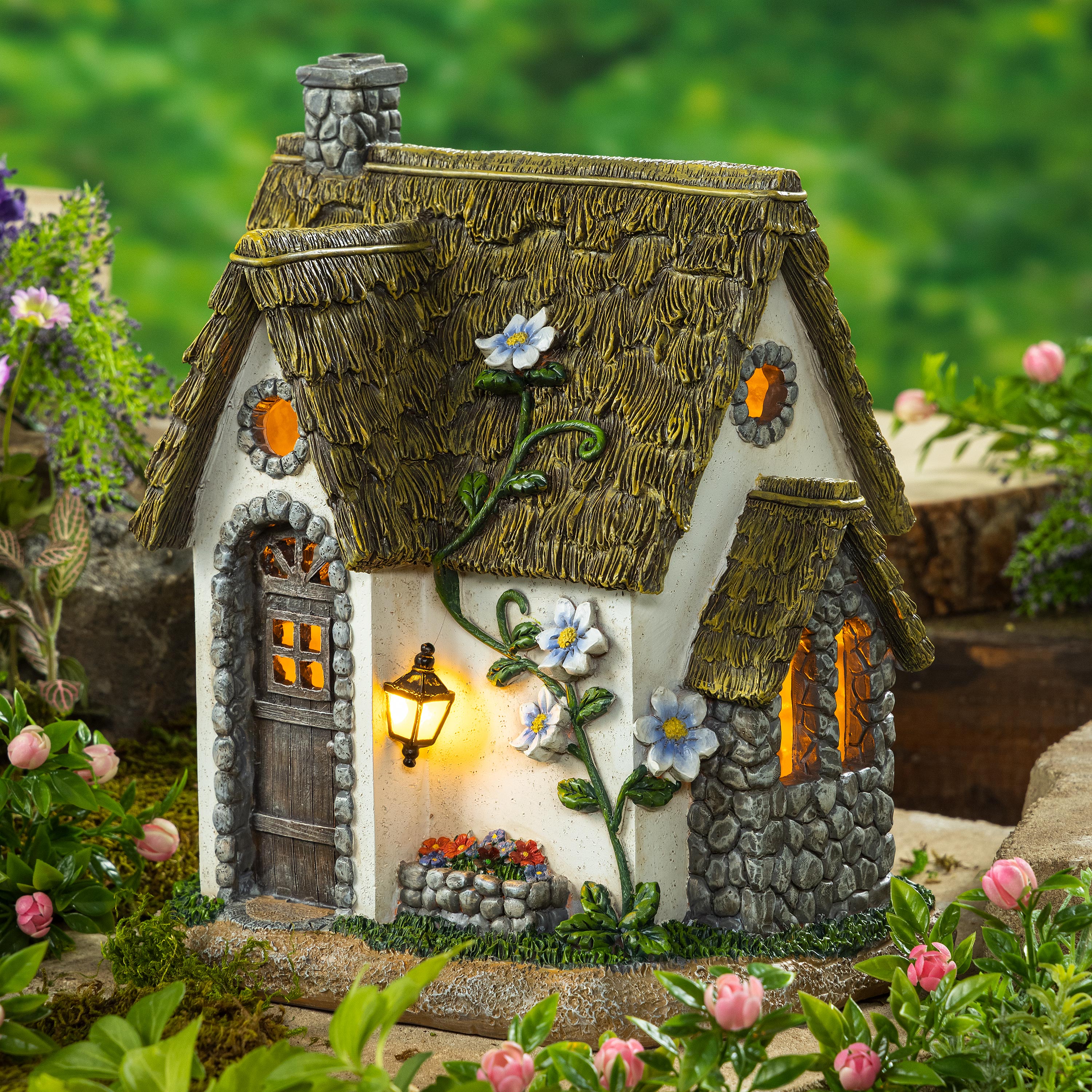 Miniature Fairy Garden Solar English Stone Cottage