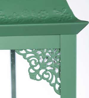 Green Filigree Metal Highland Solar Lantern