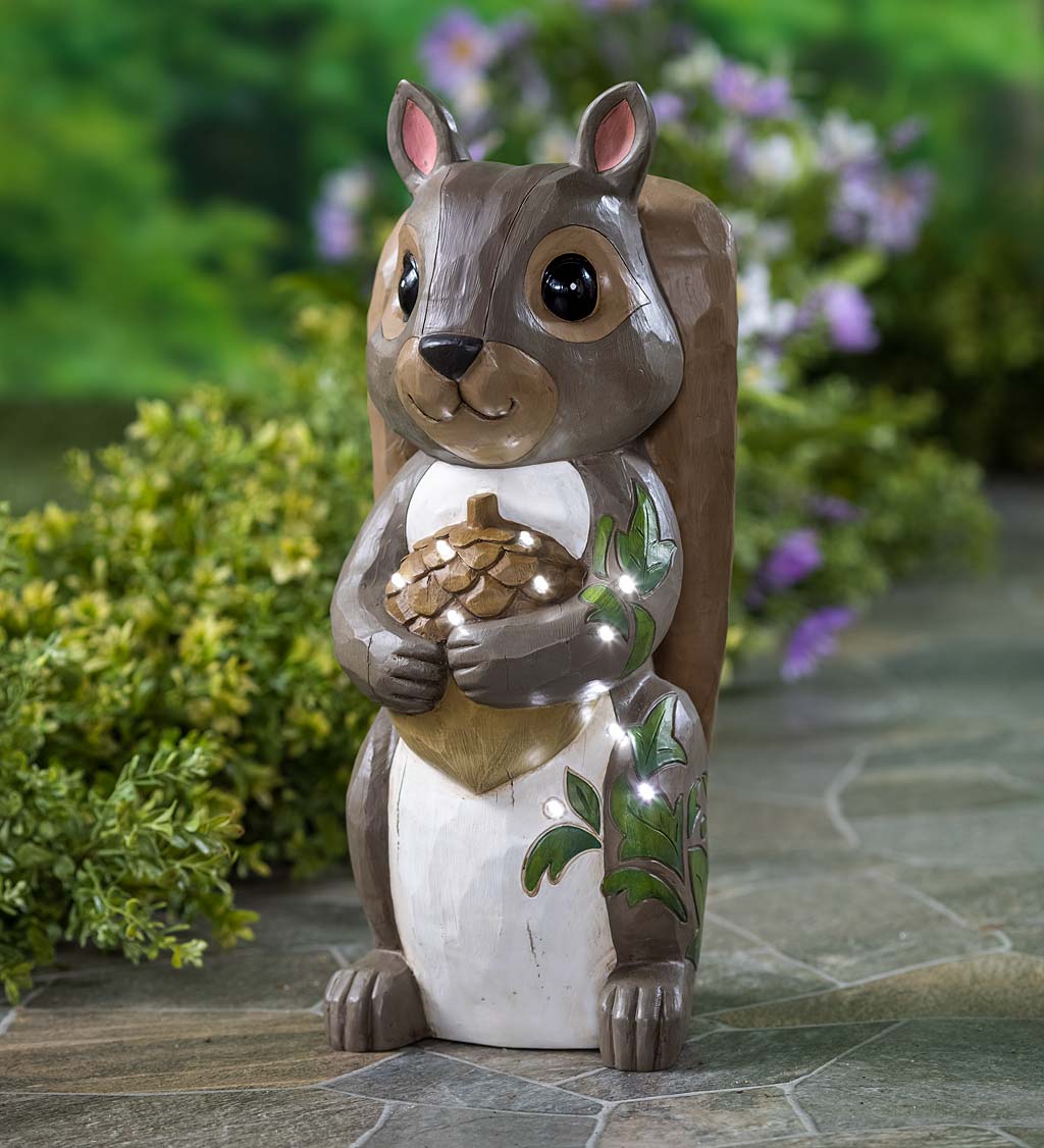 Indoor/Outdoor Lighted Squirrel Shorty Statue