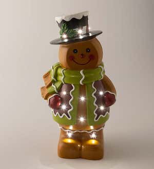 Indoor/Outdoor Lighted Gingerbread Boy Shorty Statue