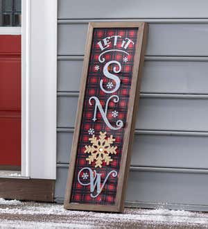 Lighted Let It Snow Wooden Standing Porch Leaner