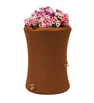 50-Gallon Wicker Rain Barrel with Planter Top