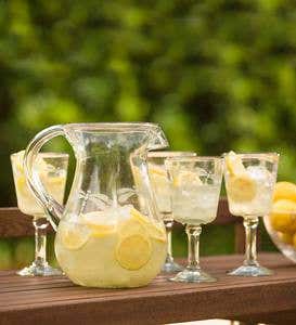 Hand-Blown Etched Dragonfly Pitcher