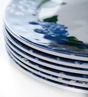 Blue Gingham Melamine Dinner Plates, Set of 6