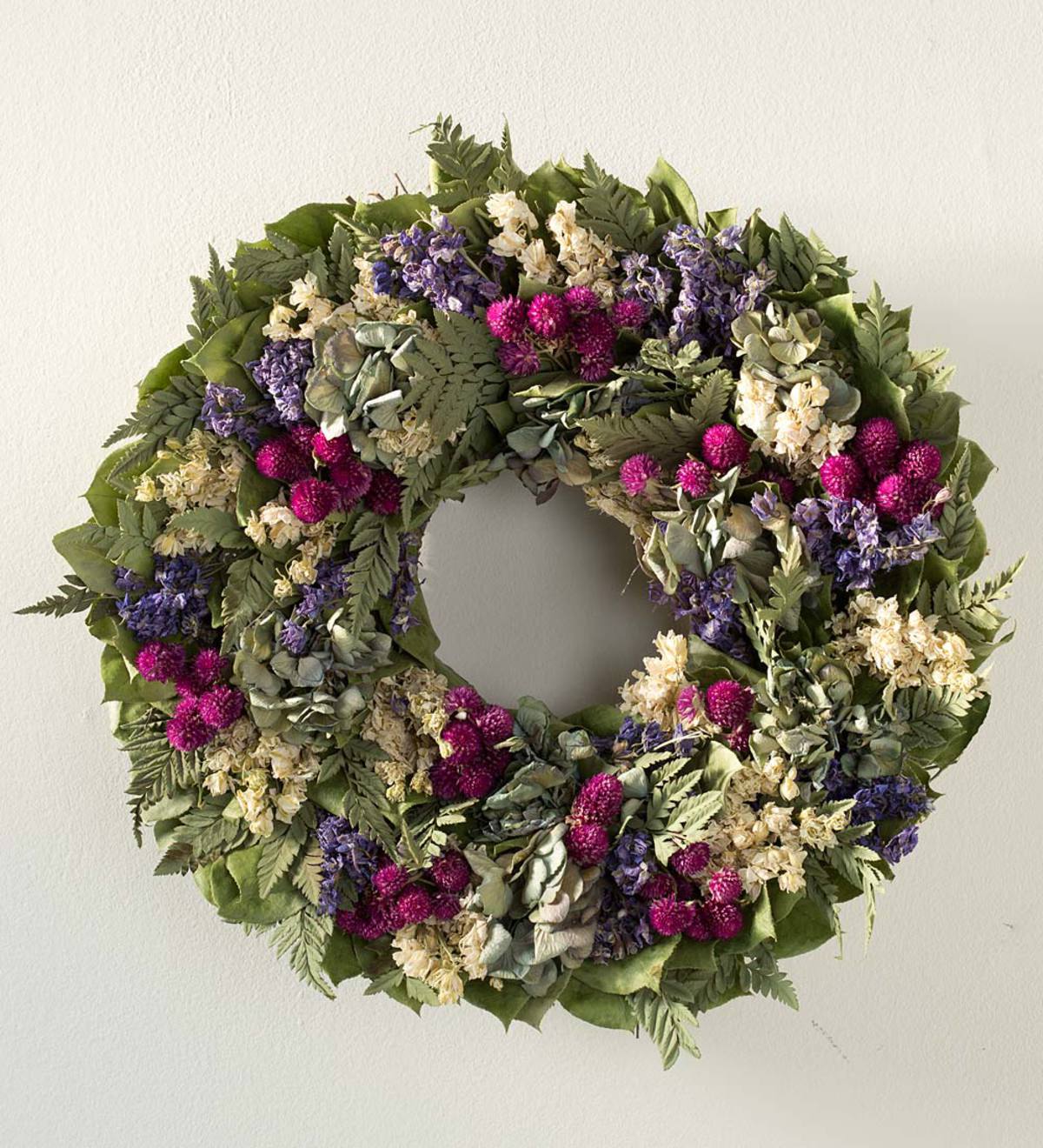 Natural Violet Larkspur Indoor Wreath