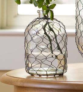 Small Chicken Wire Glass Vase