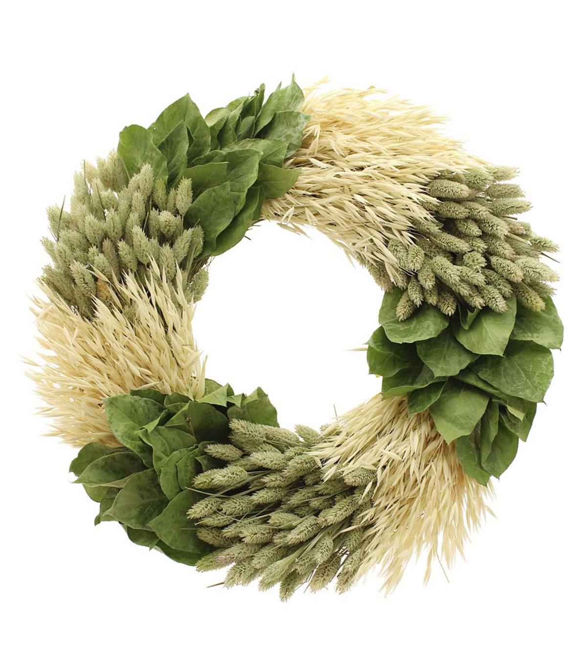 Handcrafted Autumn Grass & Leaves Indoor Wall Wreath