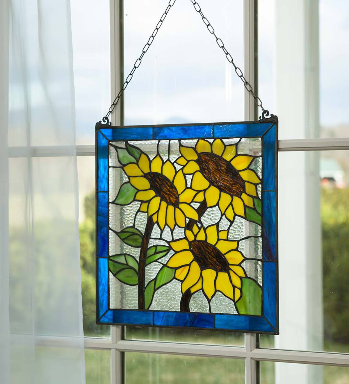 Stained Glass Sunflowers Panel