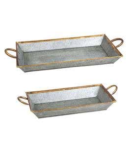 Galvanized Serving Trays, Set of 2