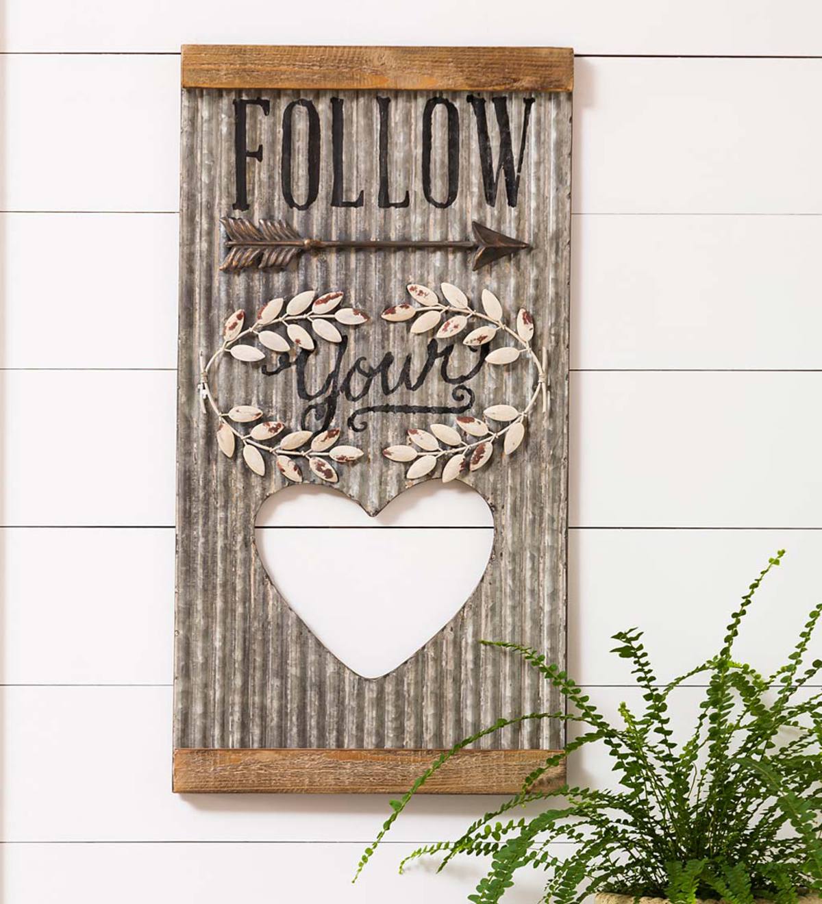 "Follow Your Heart" Corrugated Metal Wall Hanging