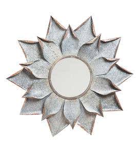Galvanized Metal Flower Wall Mirror