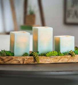 Flameless LED Wax Pillar Candles with Remote, Set of 3