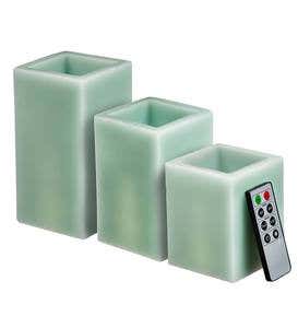 Flameless LED Wax Pillar Candles with Remote, Set of 3