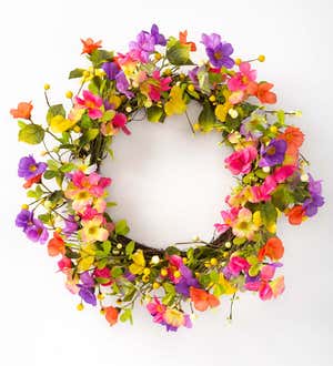 Special! Floral Watercolor Wreath with Faux Pansies and Violets