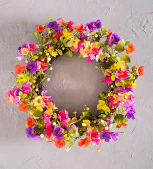 Special! Floral Watercolor Wreath with Faux Pansies and Violets