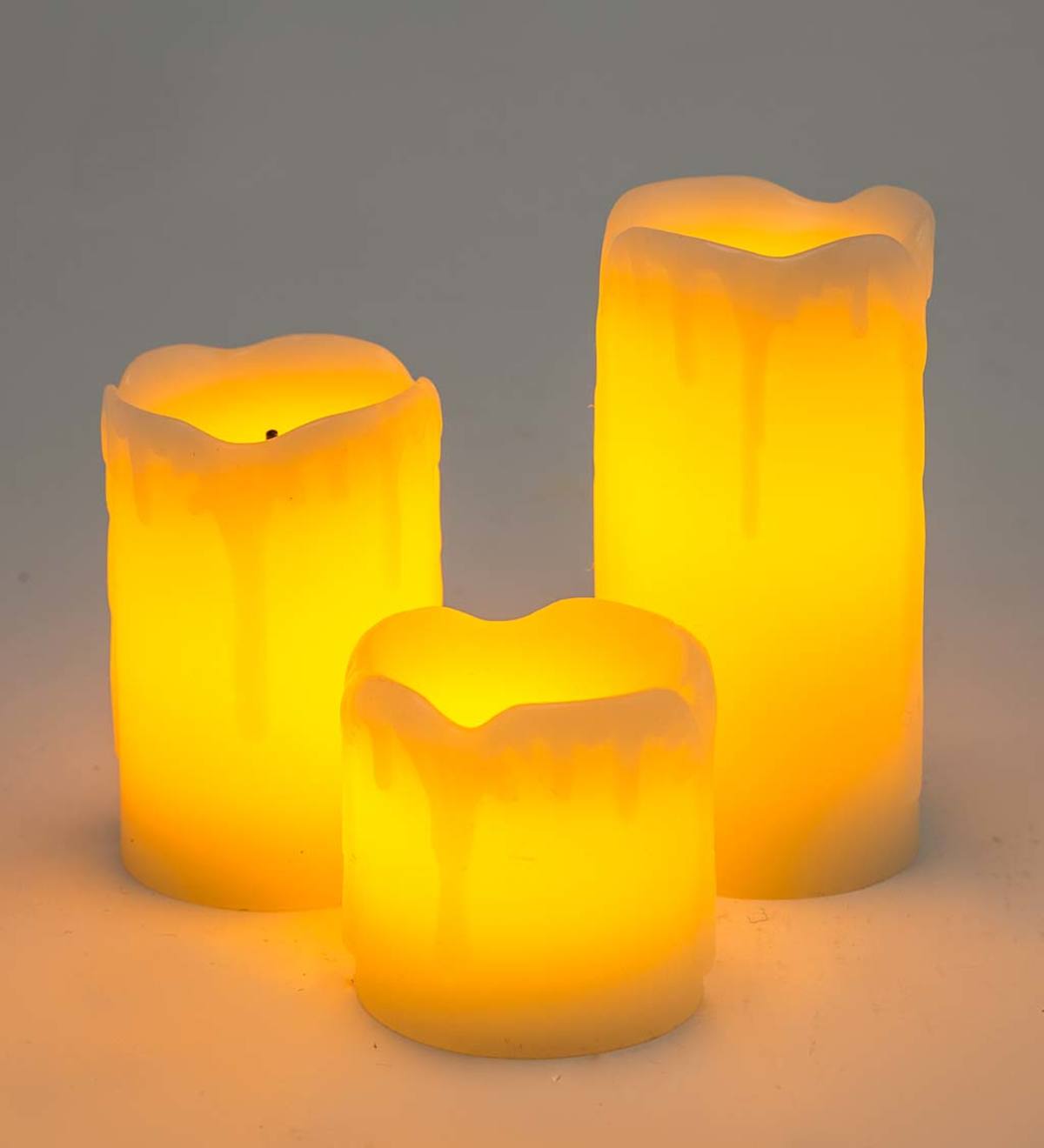 Mini Melted Flameless LED Pillar Candles, Set of 3