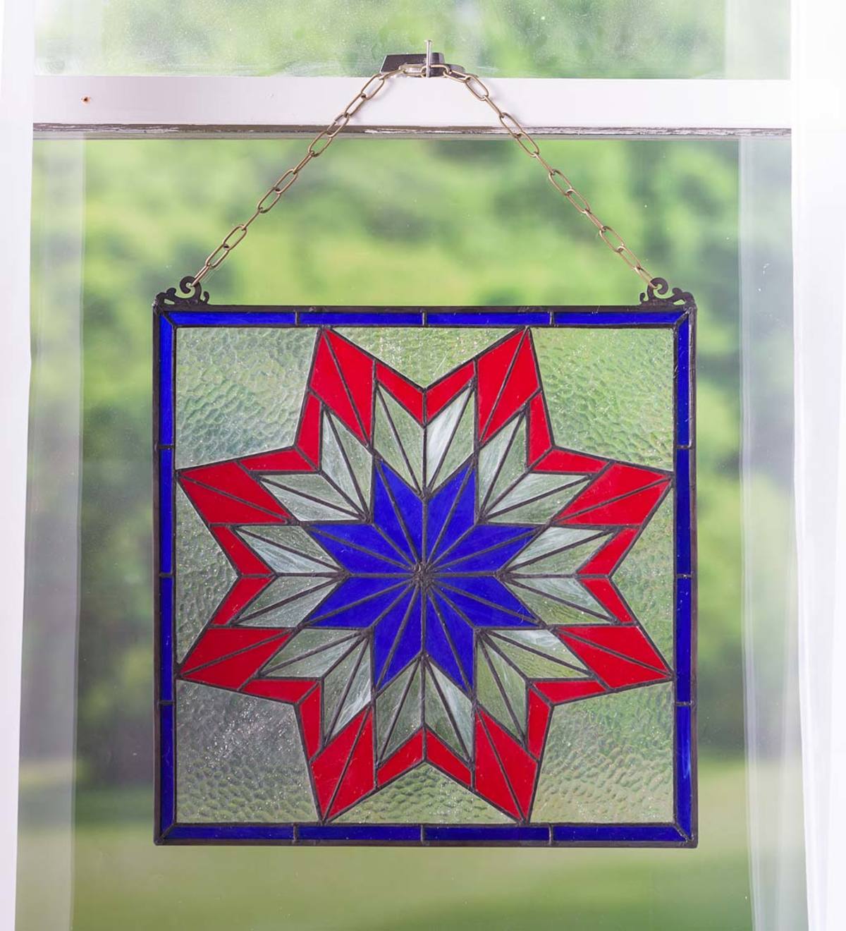 Star Stained Glass Hanging Panel Artwork