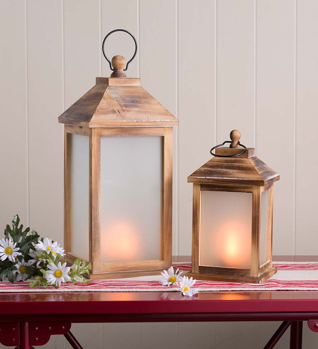 Rustic Farmhouse Lantern with Flickering Flame
