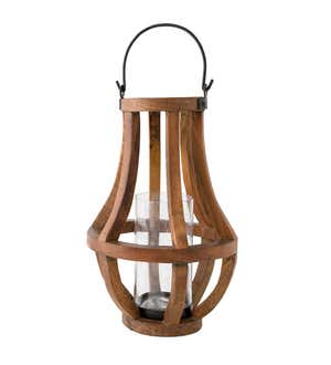 Artisanal Reclaimed Wood Lanterns With Glass Cylinder