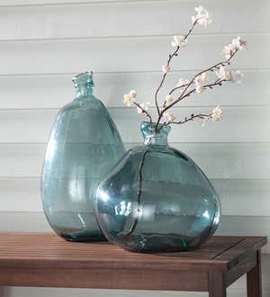 Smoky Blue Recycled Glass Balloon Vase