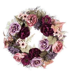 Romantic Rose and Hydrangea Floral Wreath