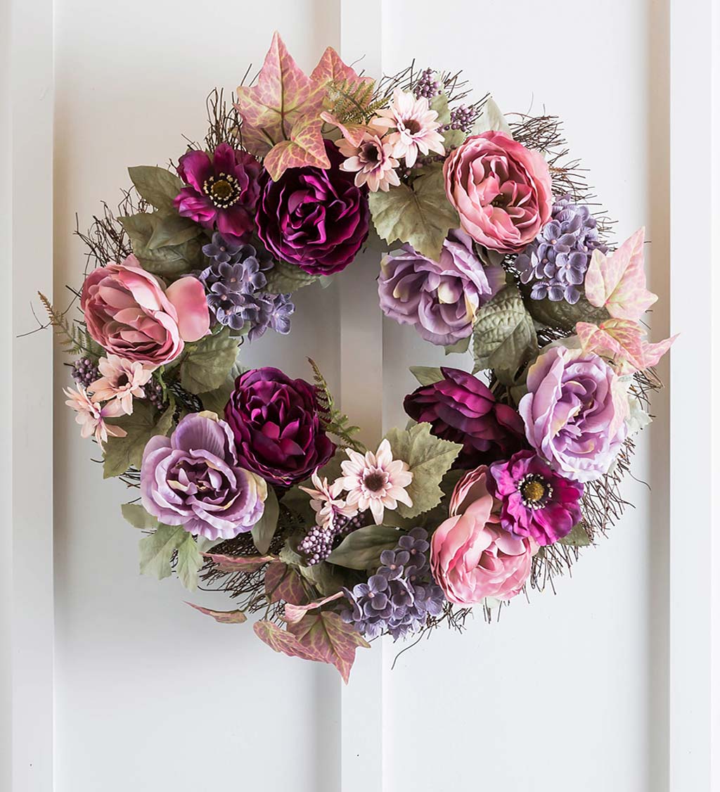 Romantic Rose and Hydrangea Floral Wreath