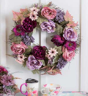 Romantic Rose and Hydrangea Floral Wreath