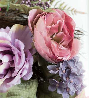 Romantic Rose and Hydrangea Floral Wreath