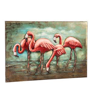 Handcrafted 3D Flamingo Metal Wall Art